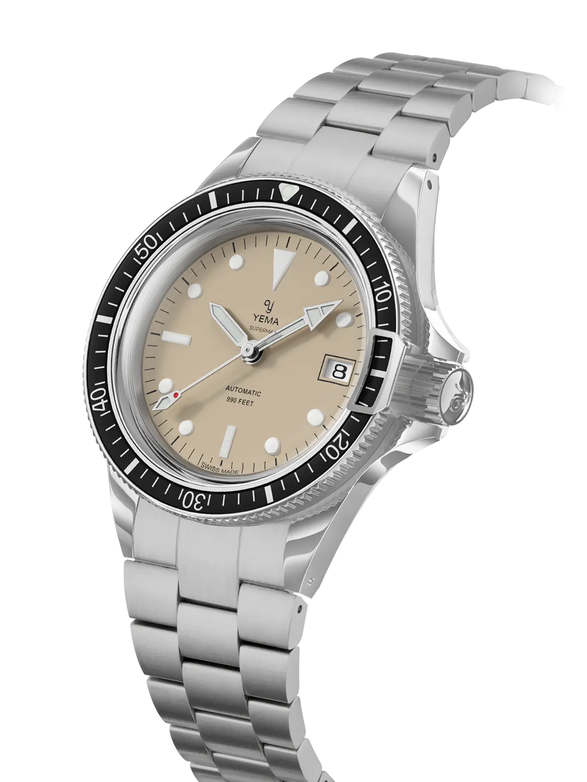 YEMA Superman Heritage Beige Dial Steel Bracelet 39mm