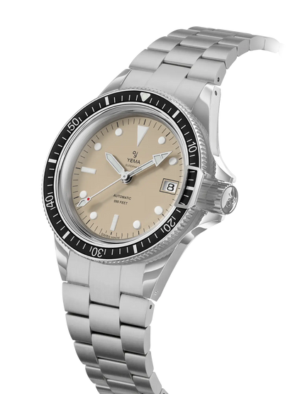 YEMA Superman Heritage Beige Dial Steel Bracelet 39mm