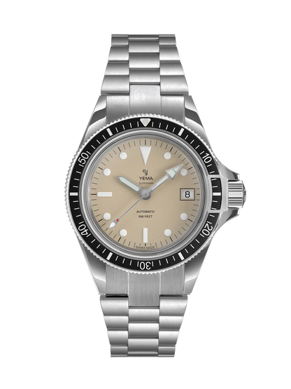 YEMA Superman Heritage Beige Dial Steel Bracelet 39mm