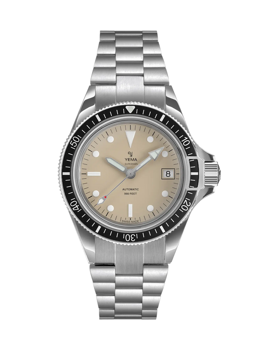 YEMA Superman Heritage Beige Dial Steel Bracelet 39mm