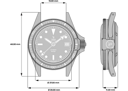 YEMA Superman Heritage Leather Strap 39mm | YSUP25A39-B90S