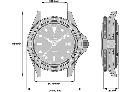 YEMA Superman Heritage FKM Rubber Integrated Strap 41mm | YSUP25A41-ERBIS