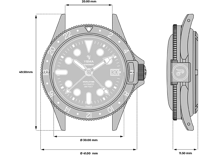 YEMA Superman Worldtime GMT Coke 41mm | YGMT21B41-CMS