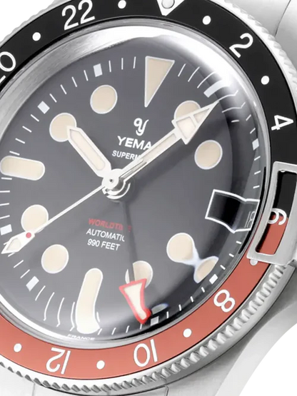 YEMA Superman Worldtime GMT Coke 39mm | YGMT21B39-CMS