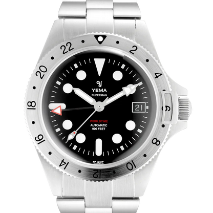 YEMA Superman Worldtime GMT Steel 39mm | YGMT21A39-AMS