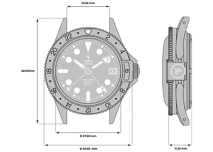 YEMA Superman Worldtime GMT Steel 39mm | YGMT21A39-AMS