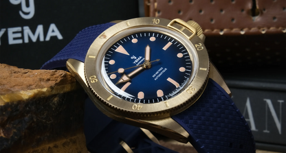 YEMA Superman Bronze CMM.10 Blue Large Rubber Strap 41mm | 11.13.35.ZE.U5XL