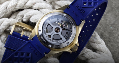 YEMA Superman Bronze CMM.10 Blue Large Rubber Strap 41mm | 11.13.35.ZE.U5XL