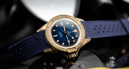 YEMA Superman Bronze CMM.10 Blue Large Rubber Strap 41mm | 11.13.35.ZE.U5XL