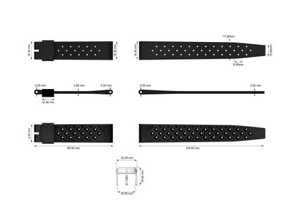 YEMA Black Tropic Dive Strap 19mm | SYSUP-TP19-SS