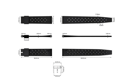 YEMA Black Tropic Dive Strap Bronze Buckel 20mm | SYSUP-TP20-BZ