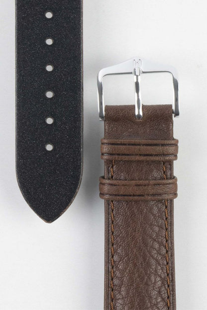 HIRSCH Camelgrain No Allergy Leather Strap Brown 18mm Silver Buckle | 01009015-18-SB