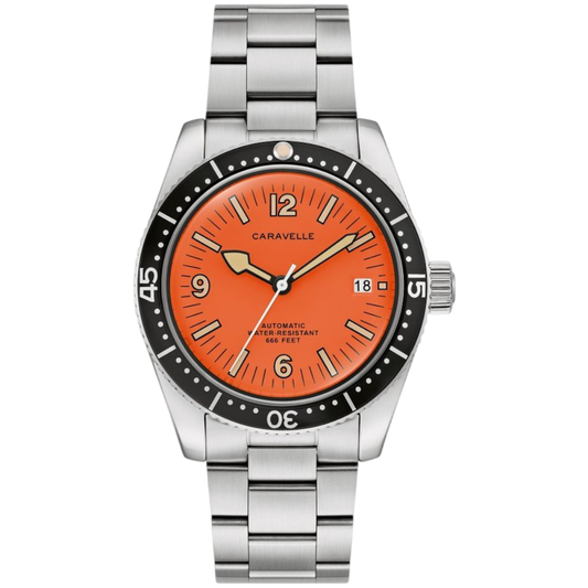 Caravelle Sea Hunter Automatic Stainless Steel with Orange Dial | 43B177