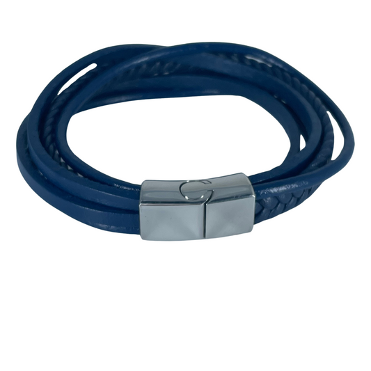 Leather Bracelet / Wristband - Blue