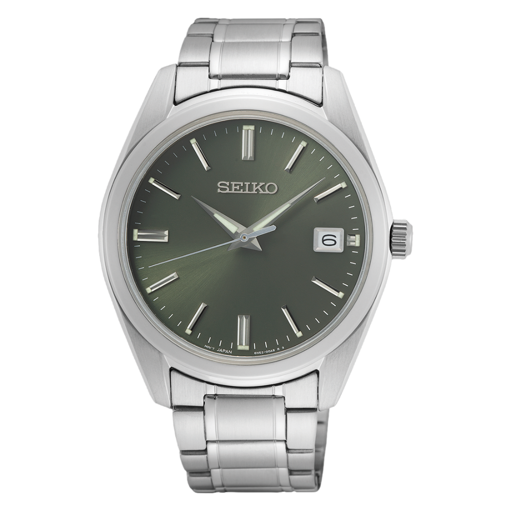 SEIKO Essentials Quartz Green Sunray Dial Sapphire Crystal Stainless Steel | SUR527