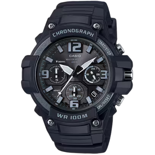 CASIO Analog Chronograph Black Resin Strap | MCW100H-1A3V