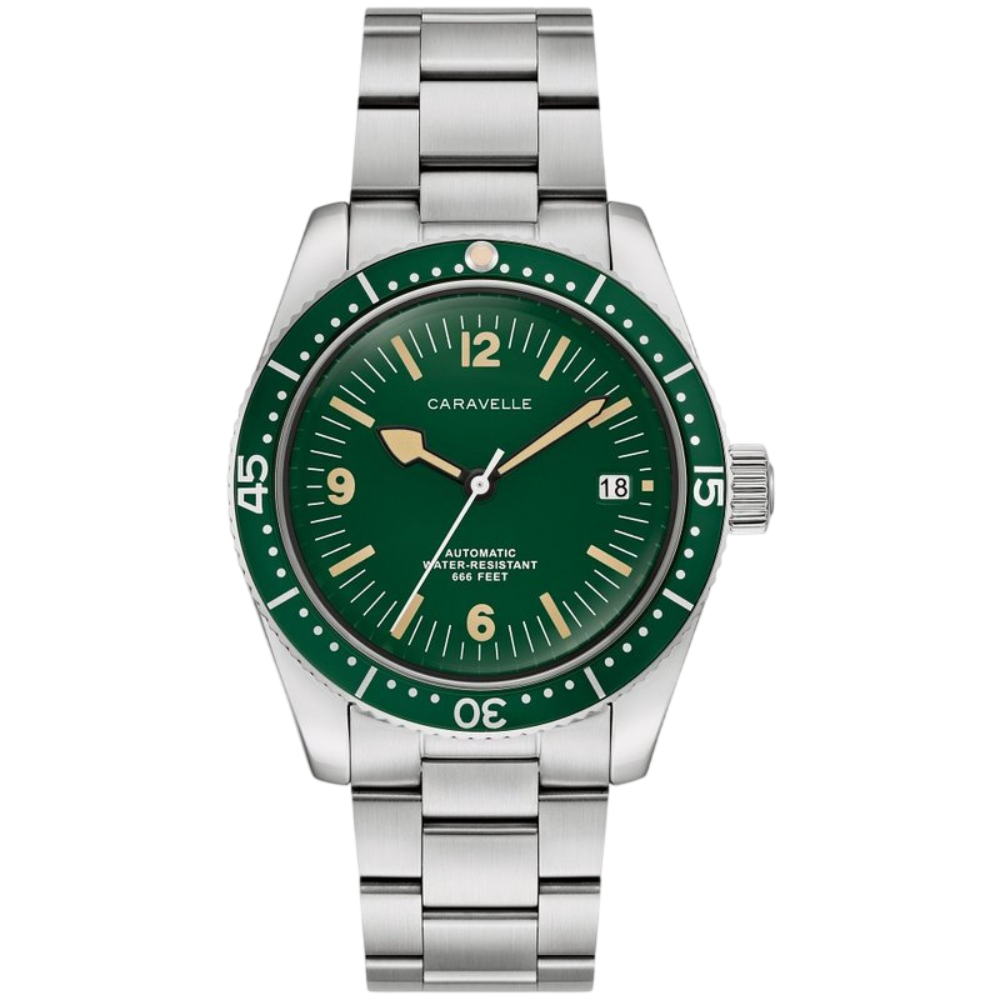 Caravelle Sea Hunter Automatic Stainless Steel with Green Dial | 43B179