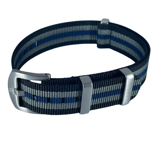 Nylon Nato Strap 18mm - Black Grey Blue