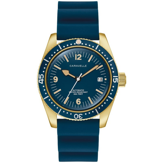 Caravelle Sea Hunter Automatic Gold-Tone with Blue Dial | 44B129