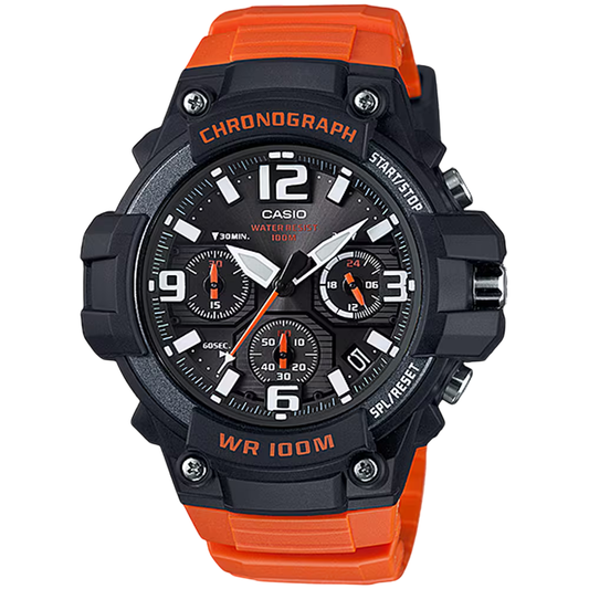 CASIO Analog Chronograph Orange Resin Strap | MCW100H-4AV