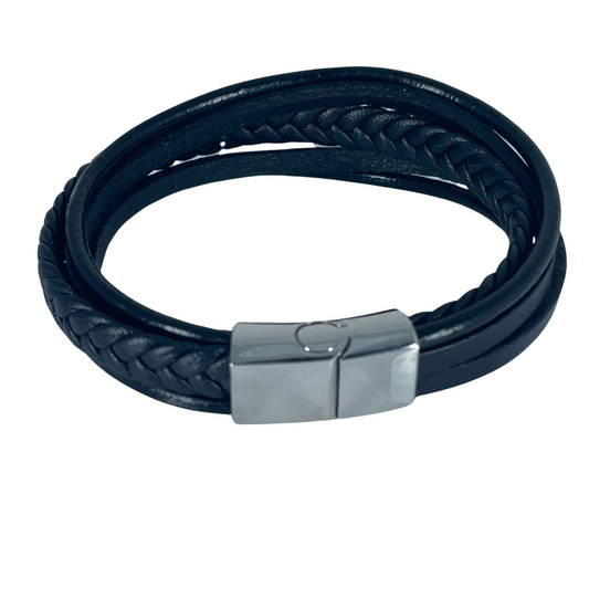 Leather Bracelet / Wristband - Black