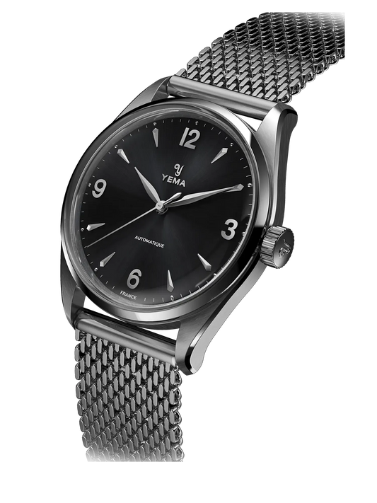 YEMA Urban Classic Black Dial Steel Mesh Bracelet | YUBC24-37-AM