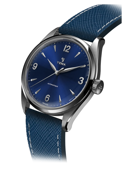 YEMA Urban Classic Blue Dial Leather Strap | YUBC24-37-GG64