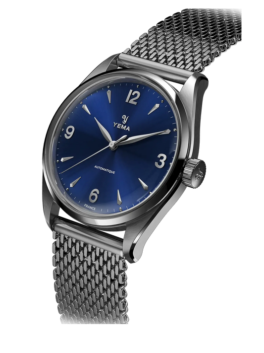 YEMA Urban Classic Blue Dial Steel Mesh Bracelet | YUBC24-37-GM