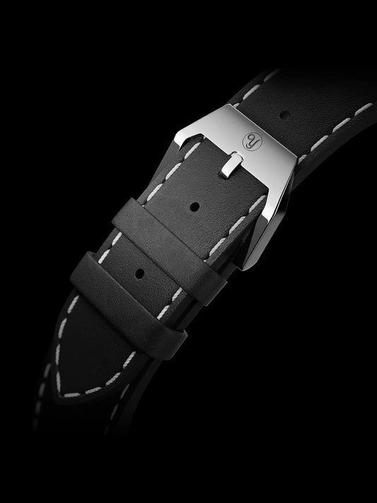 YEMA Black Leather Strap 20mm | SYA65-20-SS