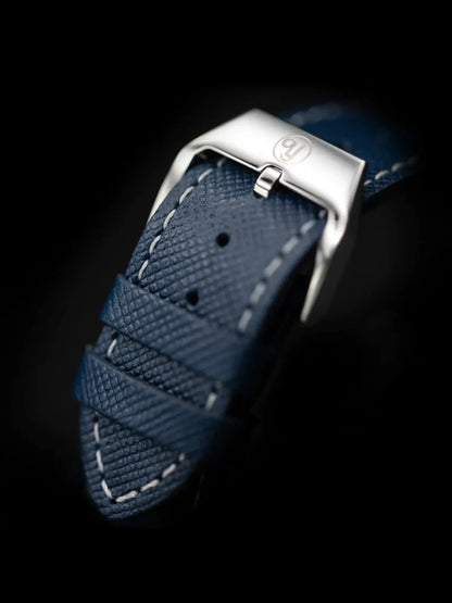 YEMA Blue Textured Leather Strap 20mm | SYG64-20-SS