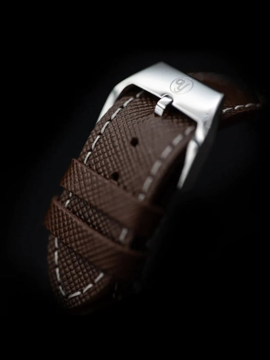 YEMA Brown Textured Leather Strap 20mm | SYU64-20-SS