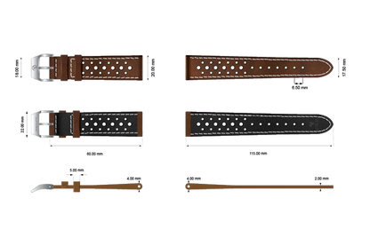 YEMA Brown Leather Strap 20mm | SYU34-20-SS