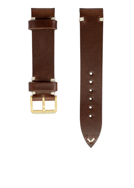 YEMA Vintage Brown Leather Strap 20mm Bronze Buckle | SYU62-20-BZ