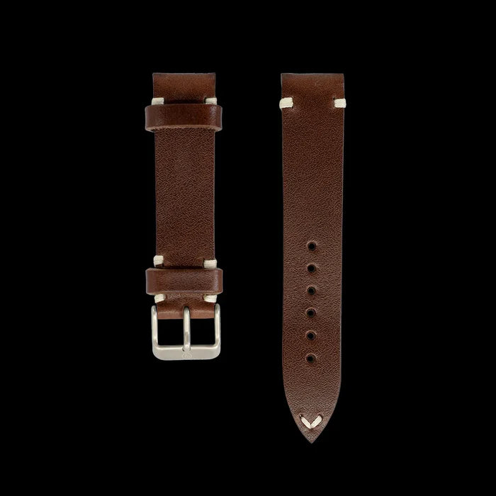 YEMA Vintage Brown Leather Strap 19mm IP Bronze Buckle | SYU62-19-IPBZ