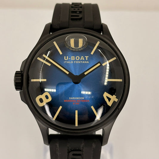 U-Boat Darkmoon Blue Dial Black Rubber Strap Quartz Mens Watch
