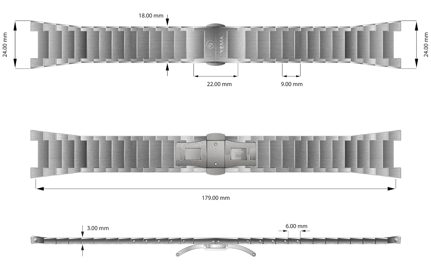 YEMA Wristmaster Slim Tapered Bracelet | S76.24.0X.SN