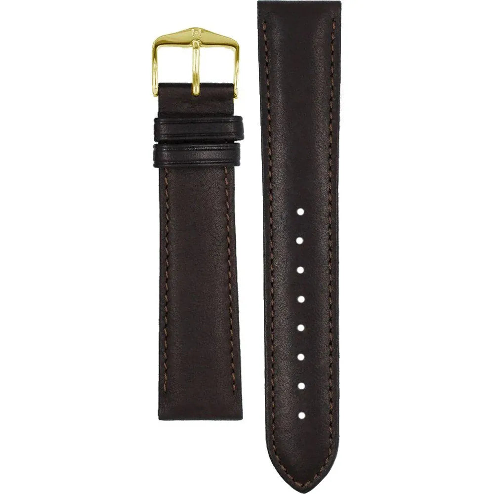 HIRSCH Merino Nappa Leather Strap Brown 19mm Gold Buckle | 01206010-1-19