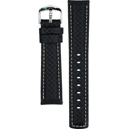 HIRSCH Carbon Black Water-Resistant Calf Leather 20mm Silver Buckle | 02592050-2-20