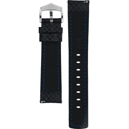 HIRSCH Carbon Black Water-Resistant Calf Leather 20mm Silver Buckle | 02592050-2-20