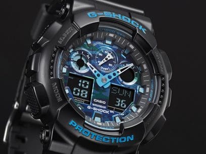 CASIO G-Shock Analog-Digital Black/Blue Camo | GA100CB-1A