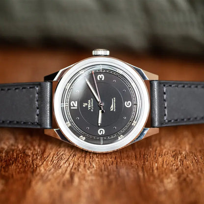 YEMA Flygraf Pilot Sector Dial Black Leather Strap 38.5mm | YFLY25-AA66S