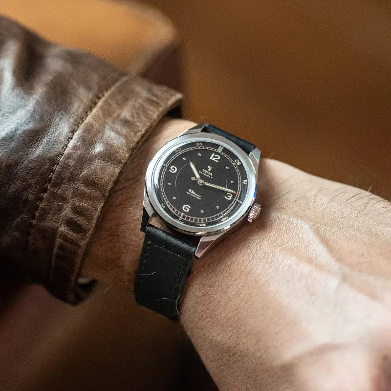 YEMA Flygraf Pilot Sector Dial Black Leather Strap 38.5mm | YFLY25-AA66S