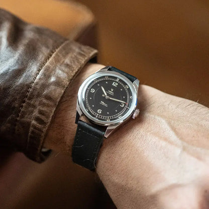 YEMA Flygraf Pilot Sector Dial Black Leather Strap 38.5mm | YFLY25-AA66S