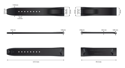 YEMA FKM Viton Rubber Strap Deployment Buckle Black 19mm | SYRUB-A-19-SS