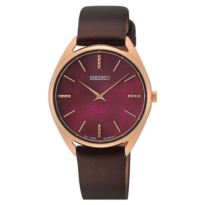 SEIKO Essentials Burgandy Dial Ladies | SWR082P1